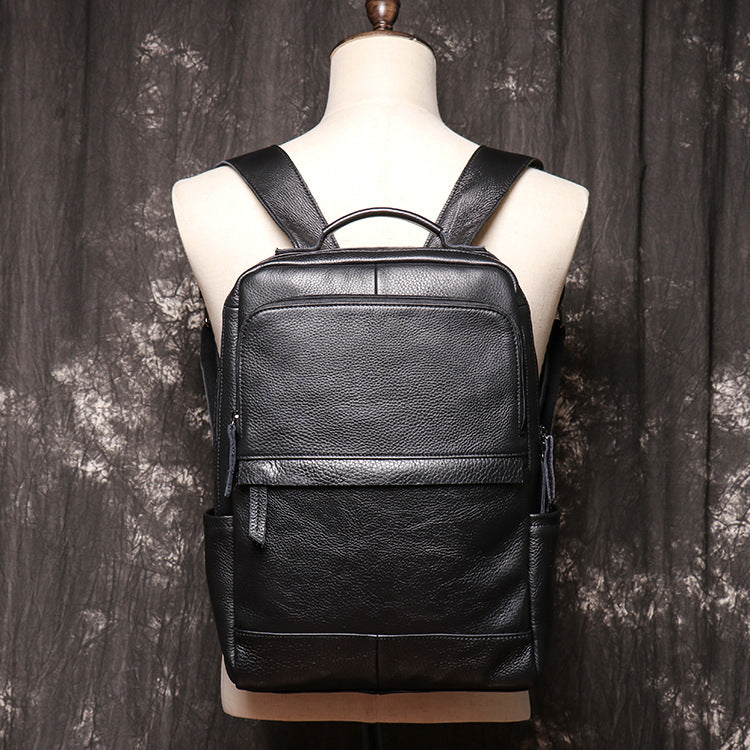 Retro Full Grain Leather Backpack Mens Leather Travel Backpack Genuine Leather Large Capacity Handle Bag Unisex Laptop Bag