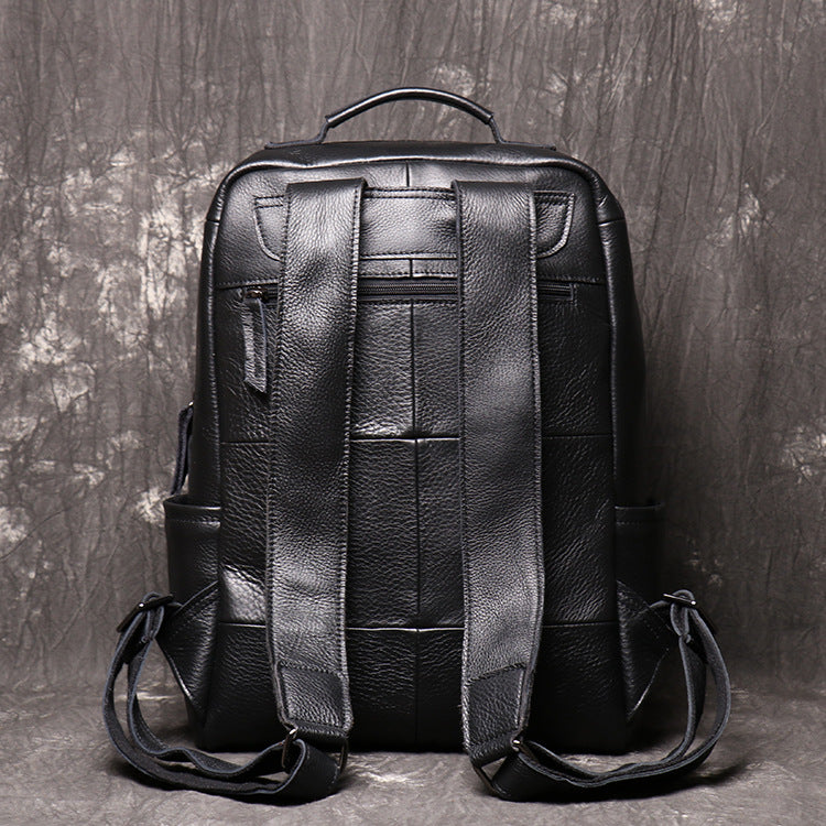 black.leather backpack Retro Full Grain Leather Backpack Mens Leather Travel Backpack Genuine Leather Large Capacity Handle Bag Unisex Laptop Bag Black / No