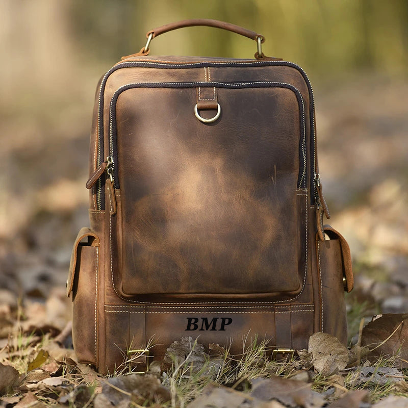 Personalized Full Grain Leather Backpack Travel Backpack Laptop Backpack Daily Backpack Gifts for Men M398