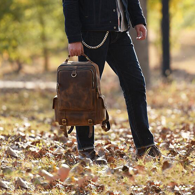 Personalized Full Grain Leather Backpack Travel Backpack Laptop Backpack Daily Backpack Gifts for Men M398