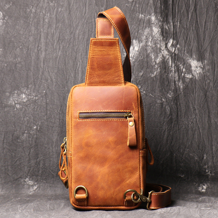 Personalized Leather Sling Bag Men's Chest Bag With 