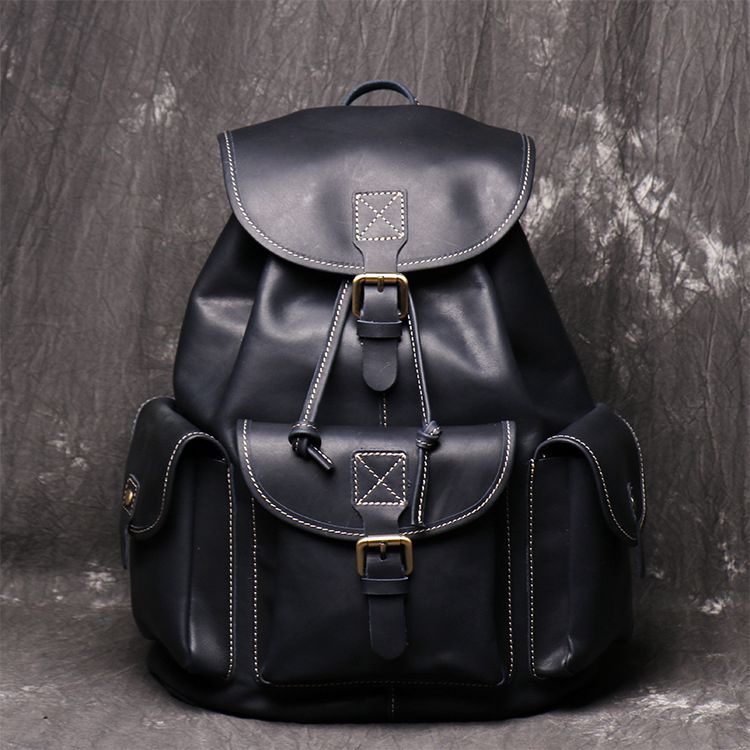 Black Leather Backpack for Men  Handmade Genuine Black Leather