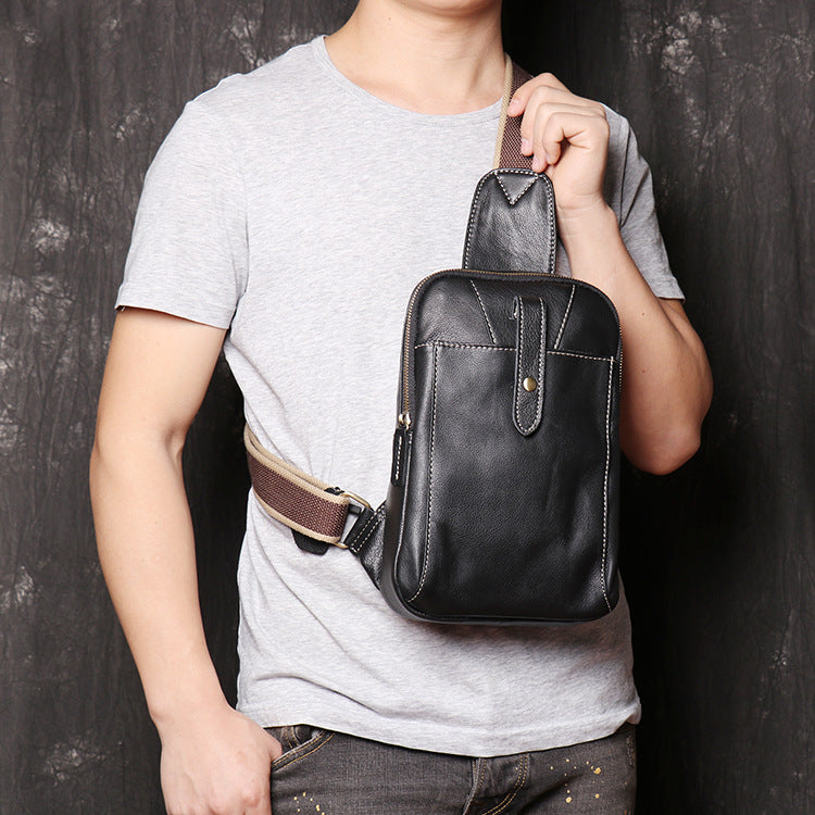 Genuine Black Leather Sling Bag Crossbody Bag