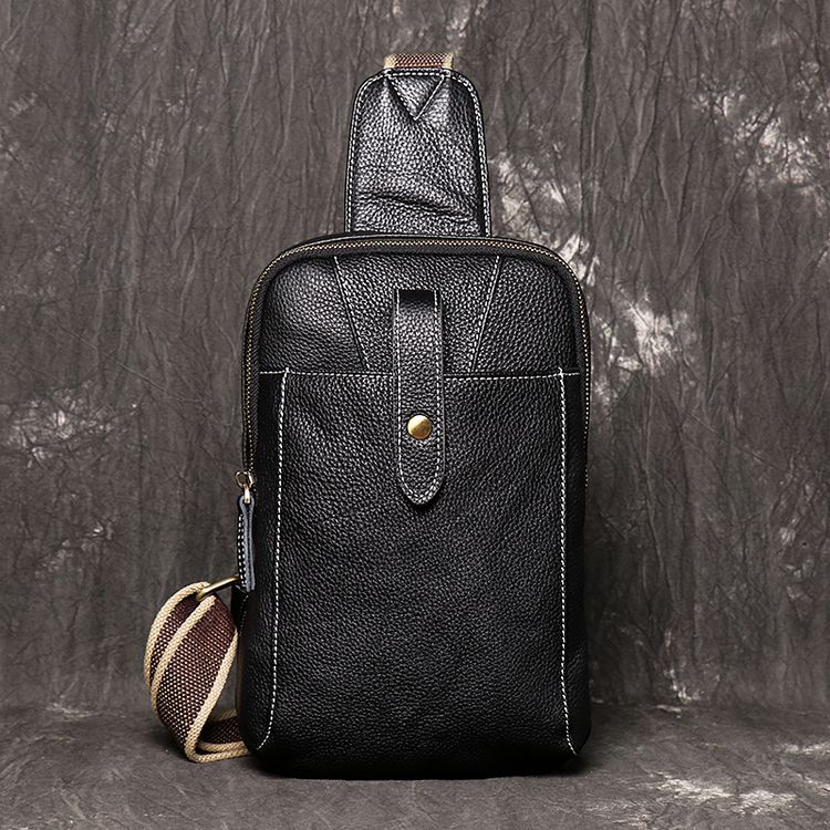 Fashion Summer Men's Leather Simple small Sling Bag chest bag crossbody bag  4018