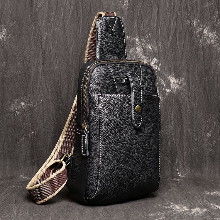 Genuine Black Leather Sling Bag