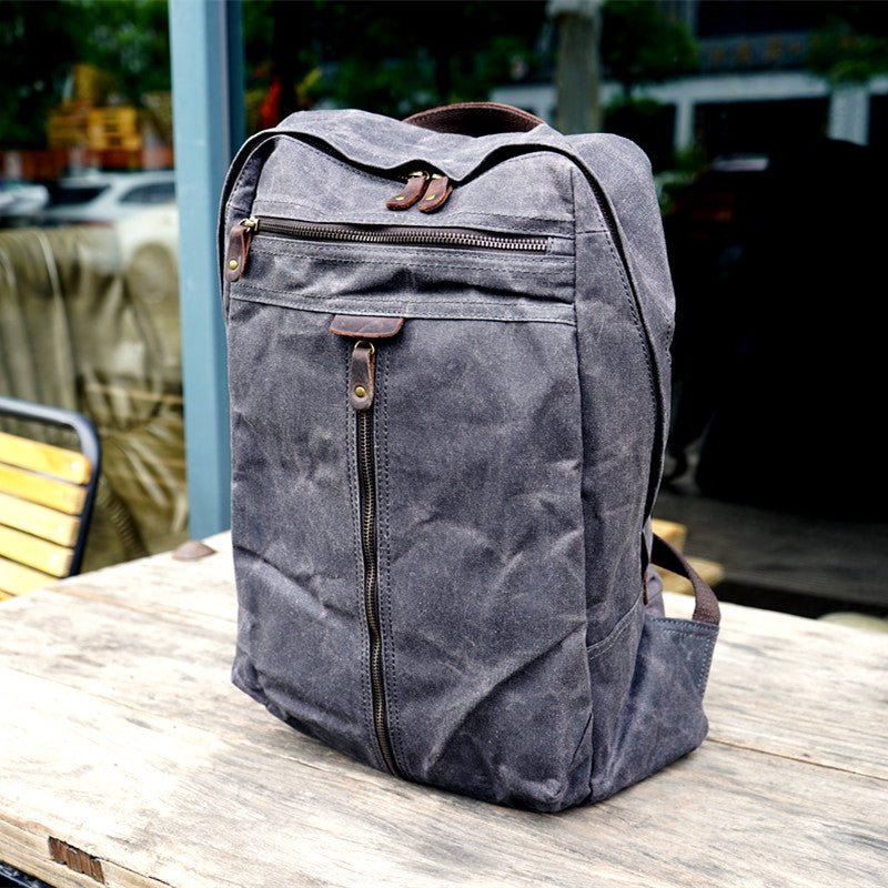 Homemade waxed canvas backpack