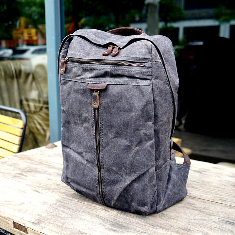 Handmade Waxed Canvas School Backpack Large Weekender Backpack Laptop Backpack Hipster Backpack YC14 - LISABAG