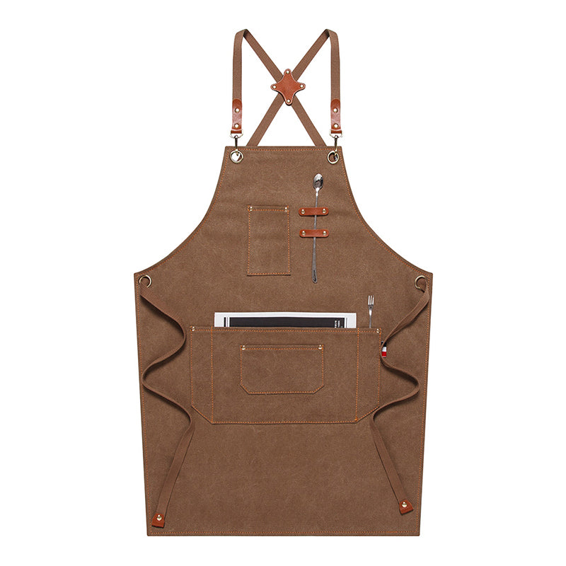 Waterproof Canvas Apron Custom Logo Restaurant Apron Server Aprons Work Apron Shop Apron M79-17B - LISABAG