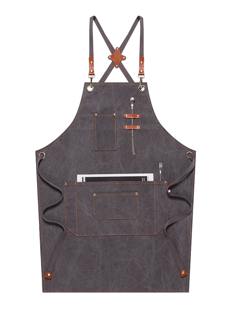 Waterproof Canvas Apron Custom Logo Restaurant Apron Server Aprons Work Apron Shop Apron M79-17B - LISABAG