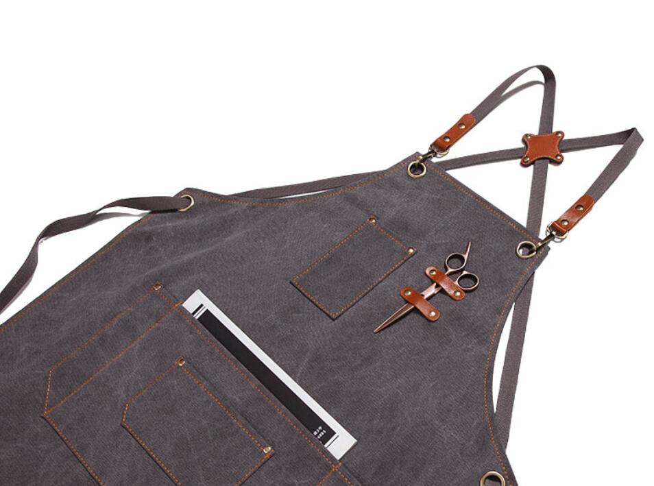 Waterproof Canvas Apron Custom Logo Restaurant Apron Server Aprons Work Apron Shop Apron M79-17B - LISABAG