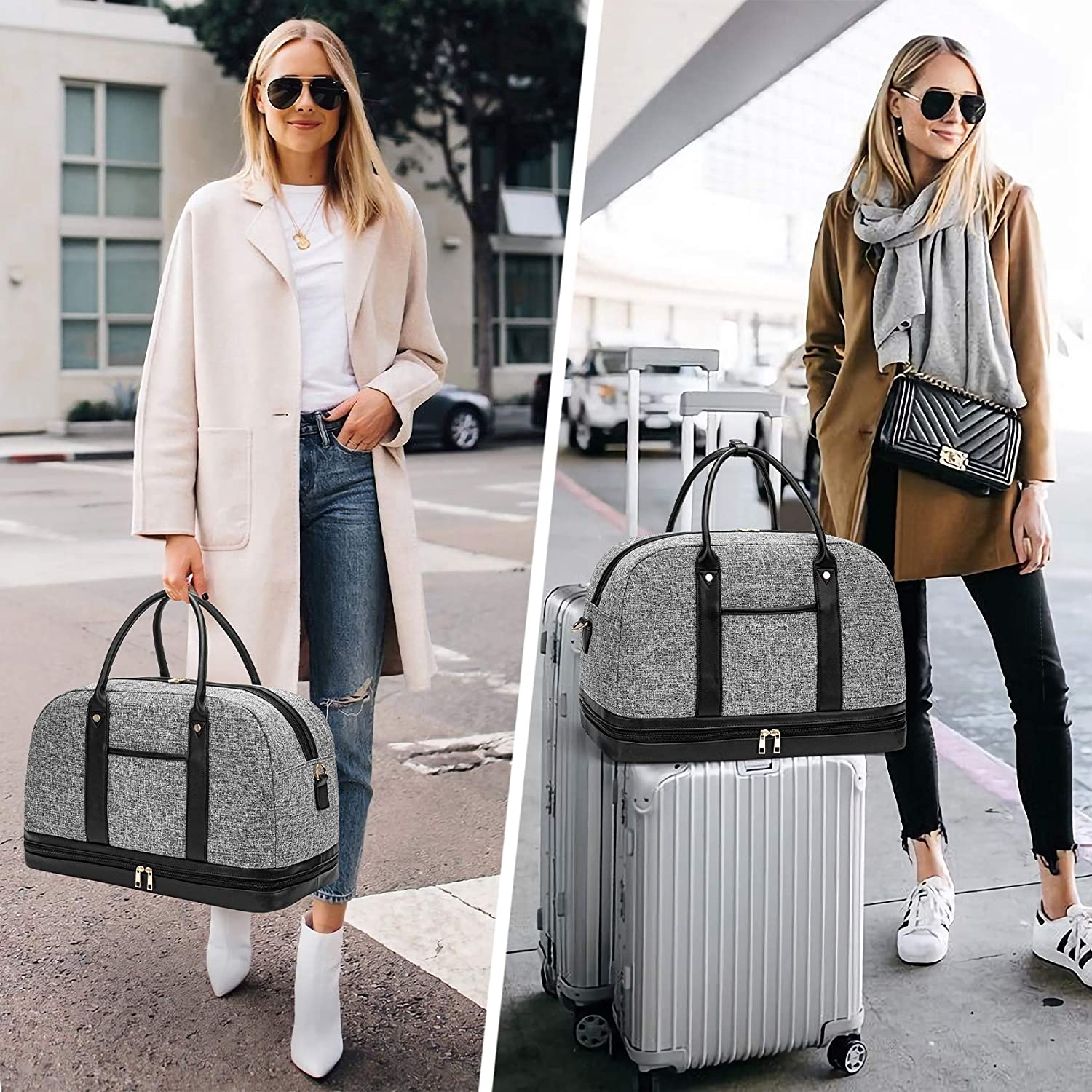 Women Canvas Duffle Bag, Canvas Overnight Bag, Holdall Luggage Carryon Bag,  Travel Weekender Bag, Christmas Gift