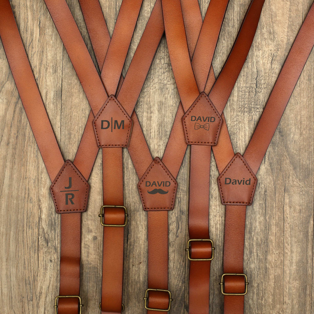 Personalized Groomsmen Suspenders Wedding Leather Suspenders Men's Suspenders