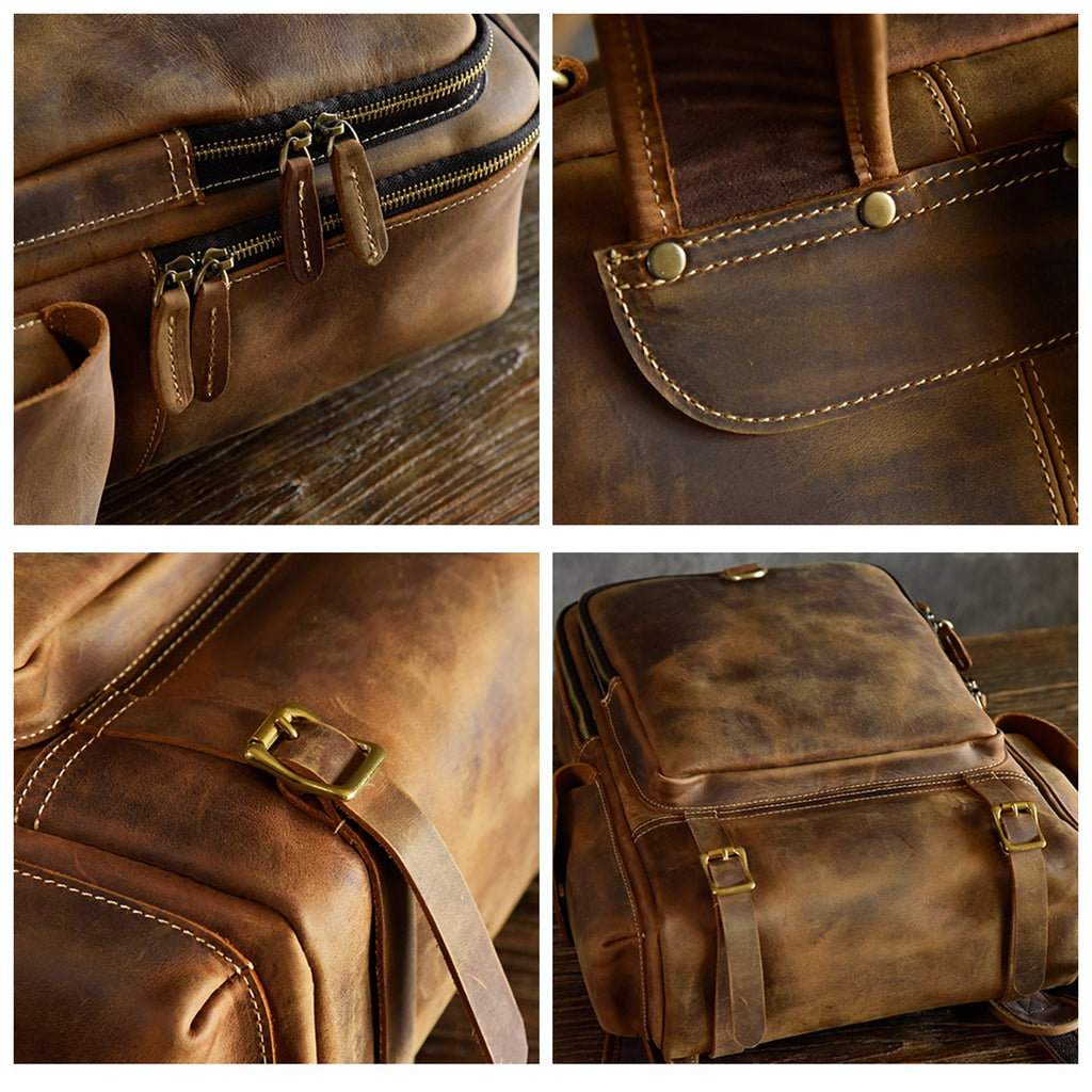 Personalized Full Grain Leather Backpack Travel Backpack Laptop Backpack Daily Backpack Gifts for Men M398